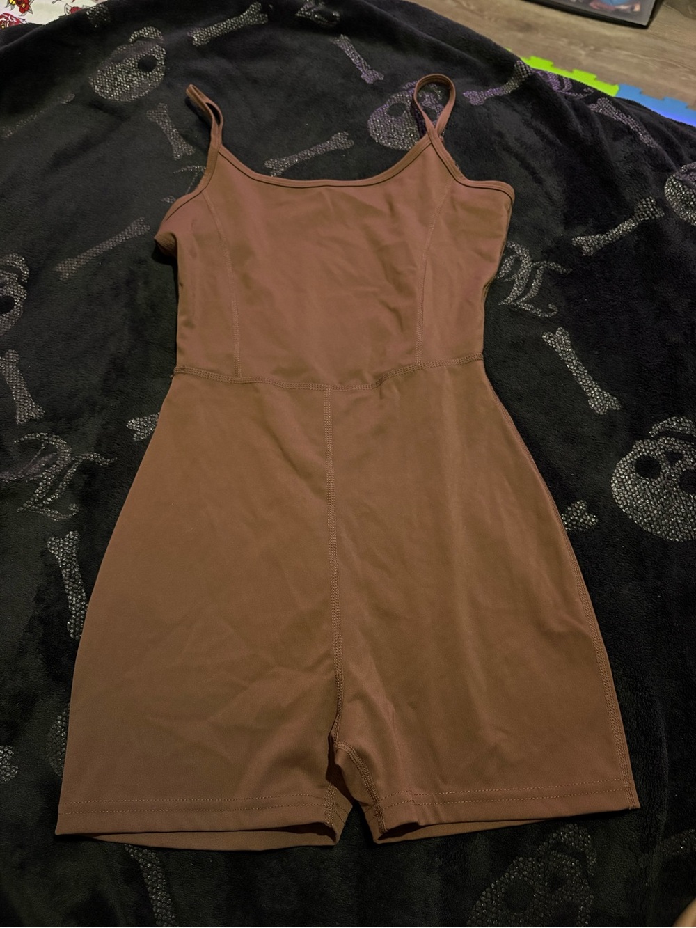 Women's Brown Spaghetti-Strap Bodysuit Romper